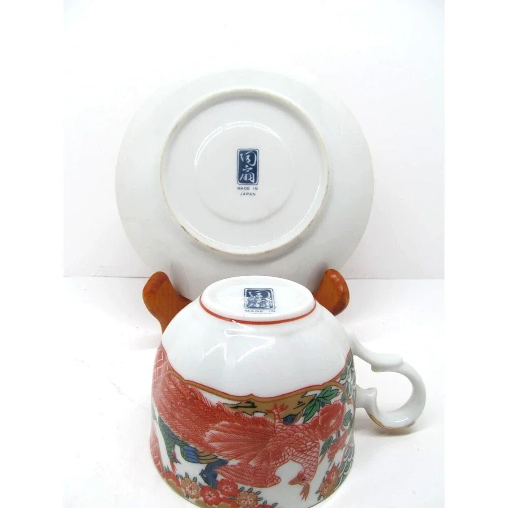 Arita Imari Peacock Cup And Saucer In Very Good Condition